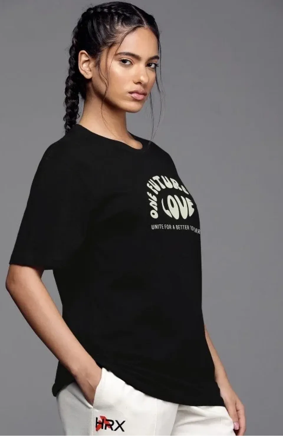 Kadın Baskılı Oversize T-shirt - Siyah
