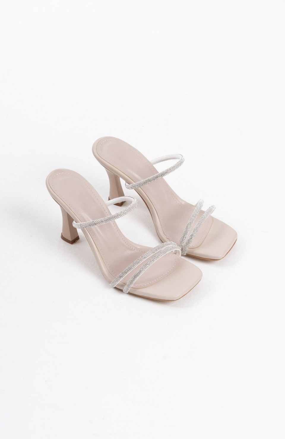 Bej Taşlı İnce Bantlı Kadın Topuklu Terlik TR20MY01C Somersan Giyim | Kadın, Erkek ve Çocuk Moda