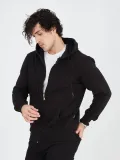 Unisex Tam Fermuarlı Kapşonlu  SweatShirt - Siyah