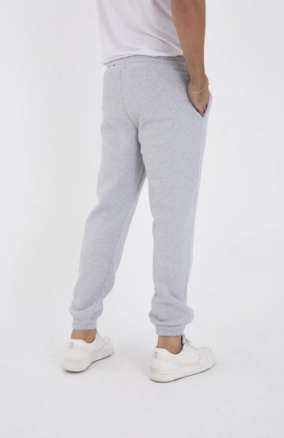 Unisex Kışlık Üç İplik Lastikli Eşofman Pantolon - Gri