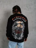 Erkek 3 İplik Gangster Baskılı Sweatshirt - Siyah
