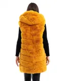 Kadın Reks Kapüşonlu Yelek - Sarı