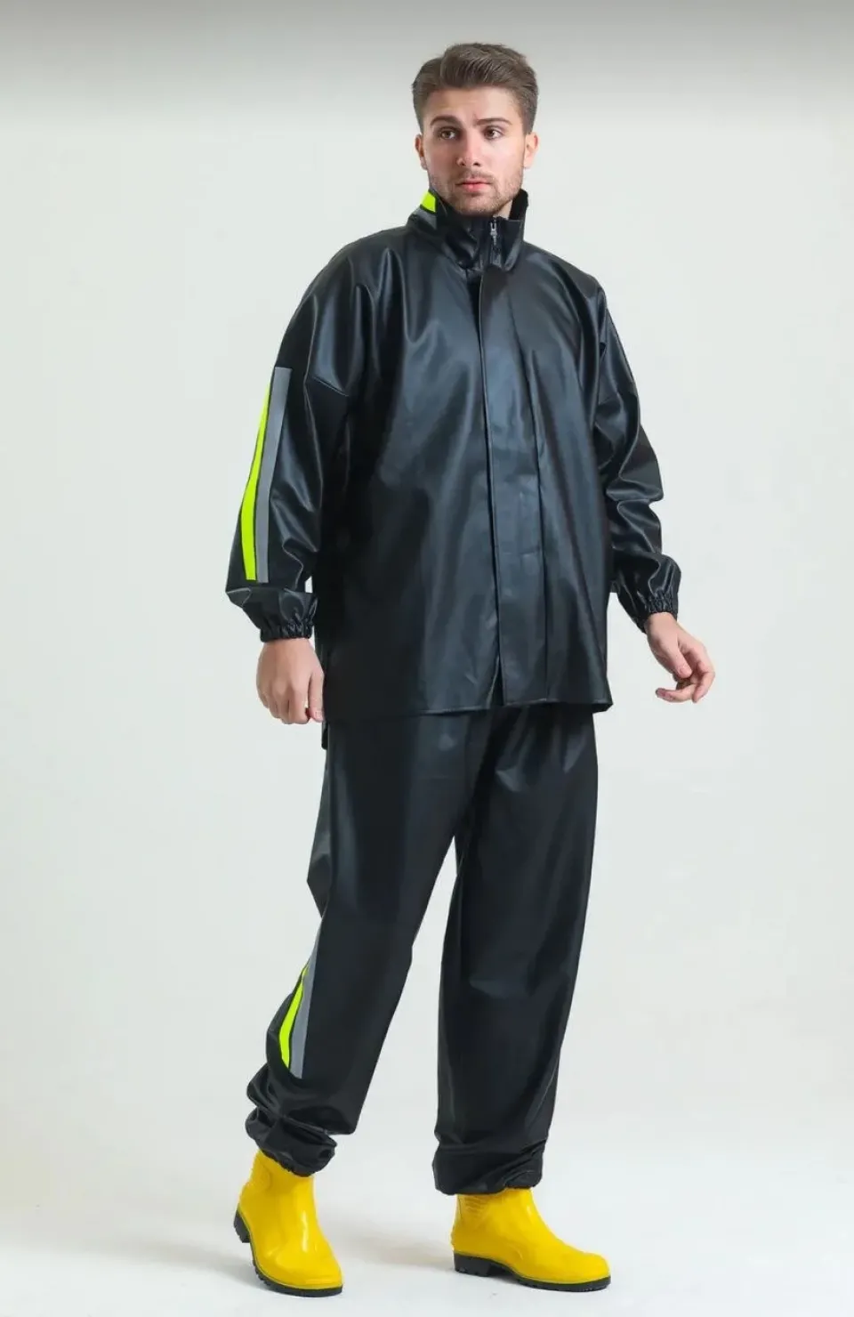 Unisex Tam Kalıp Motorcu Kurye Su Gecirmez Yağmurluk Takım - Siyah Somersan Giyim | Kadın, Erkek ve Çocuk Moda