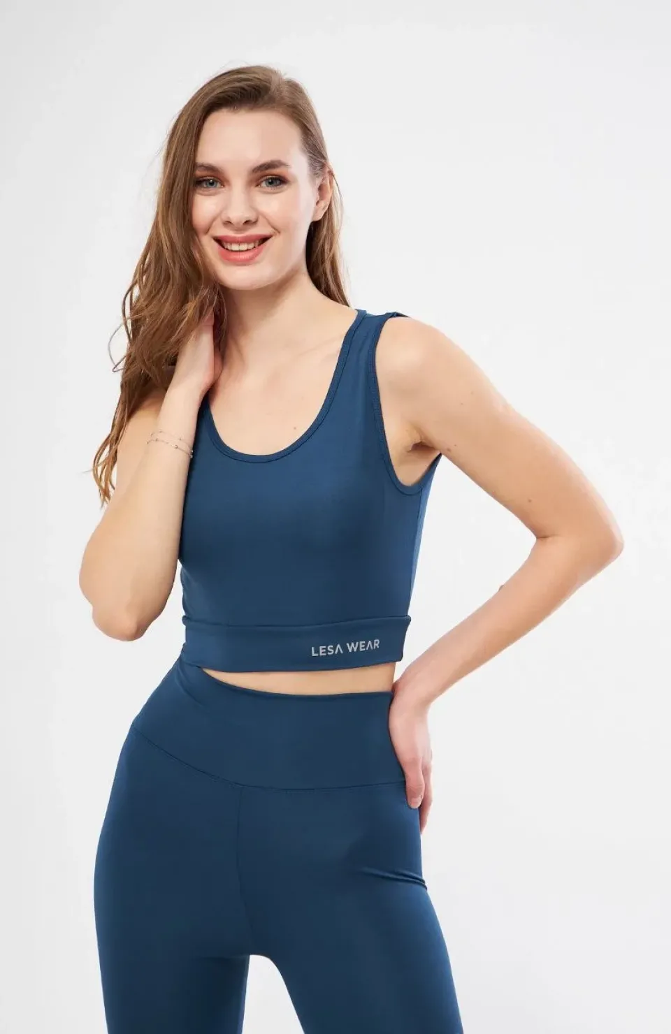 Kolsuz Sporcu Baskılı Crop - Turkuaz