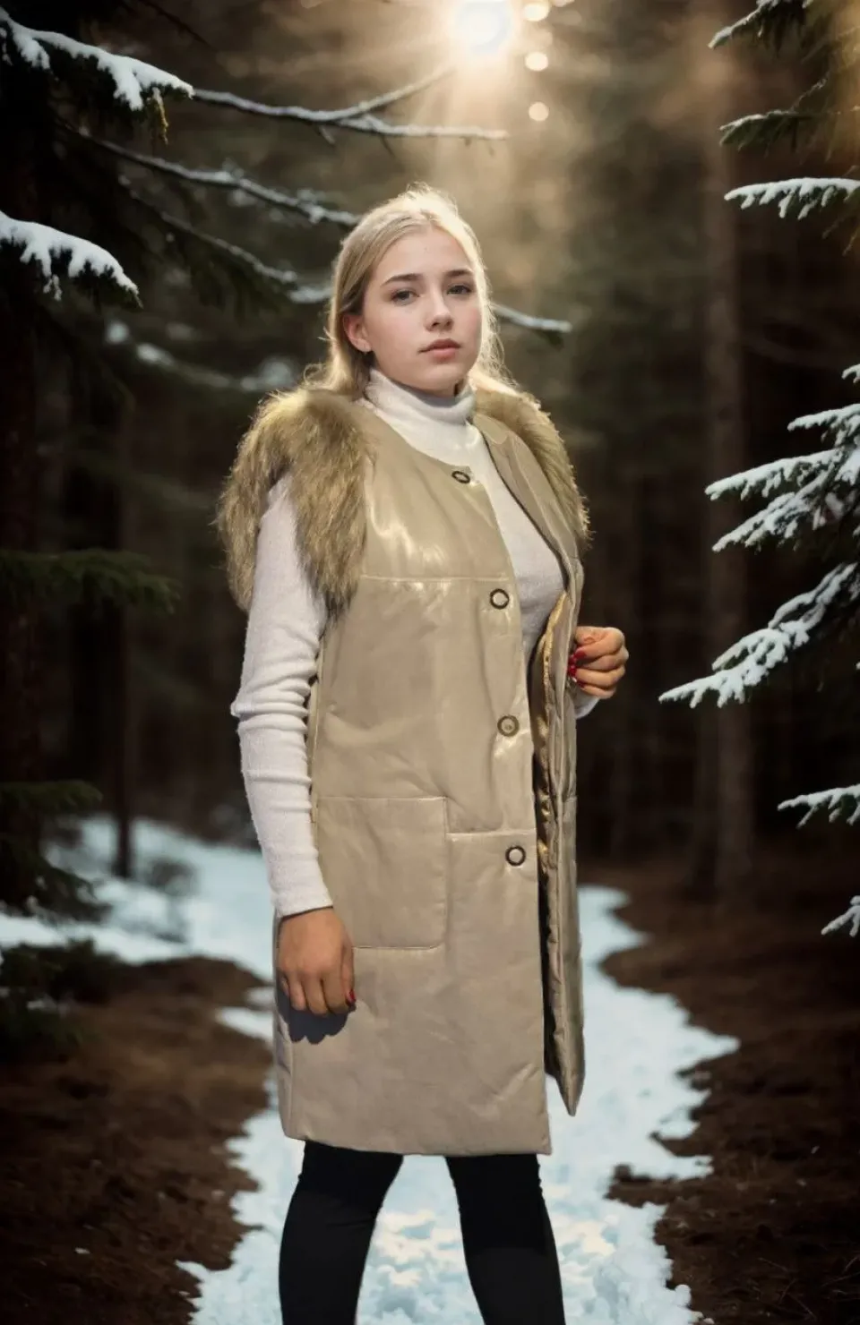 Kadın Kolsuz Hakiki Deri Kürk - Krem Somersan Giyim | Kadın, Erkek ve Çocuk Moda