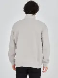Erkek Yarım Fermuarlı Baskılı Sweat - Boyalı Gri