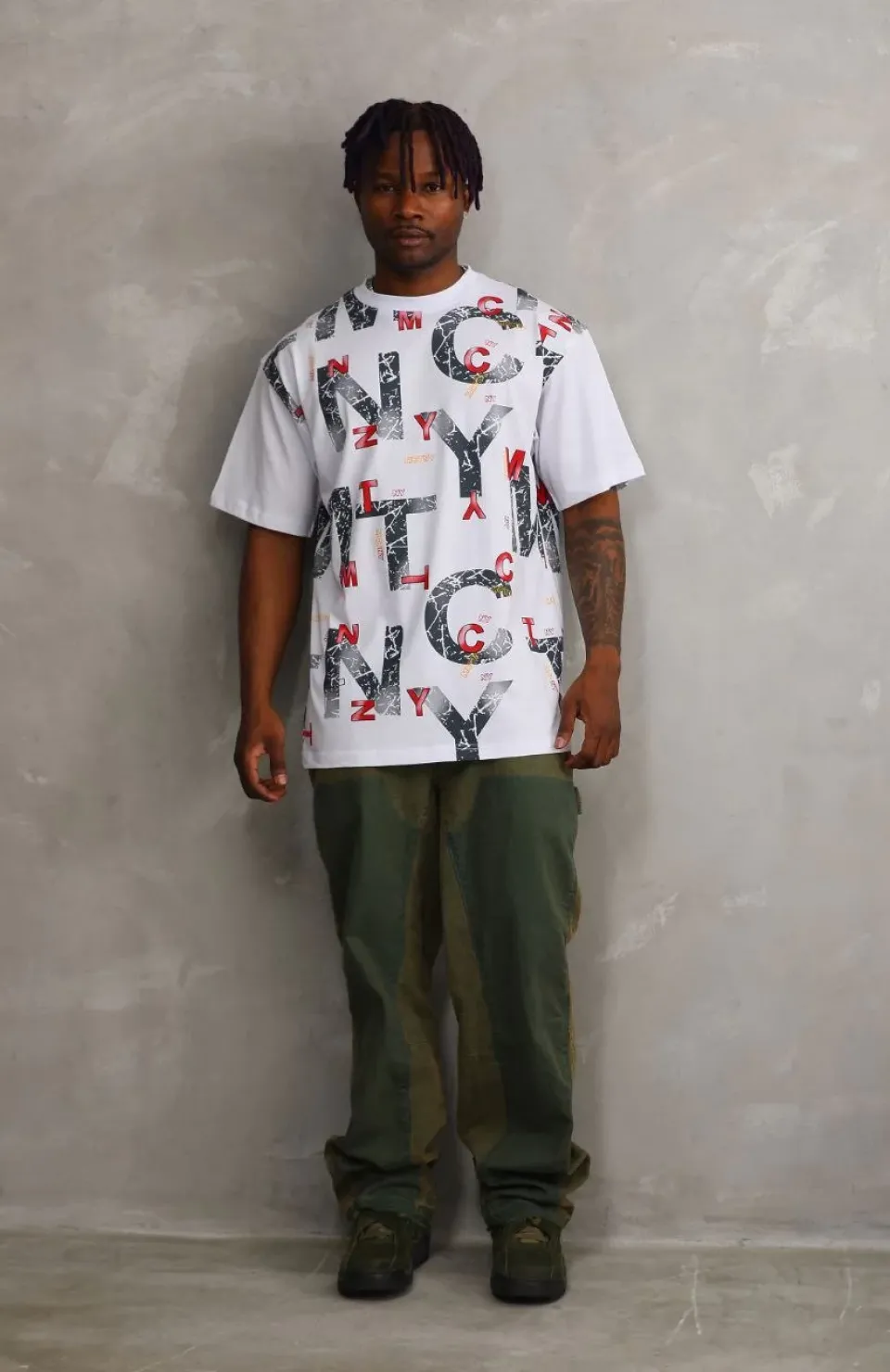 Unisex Baskılı Oversize T-Shirt - Beyaz