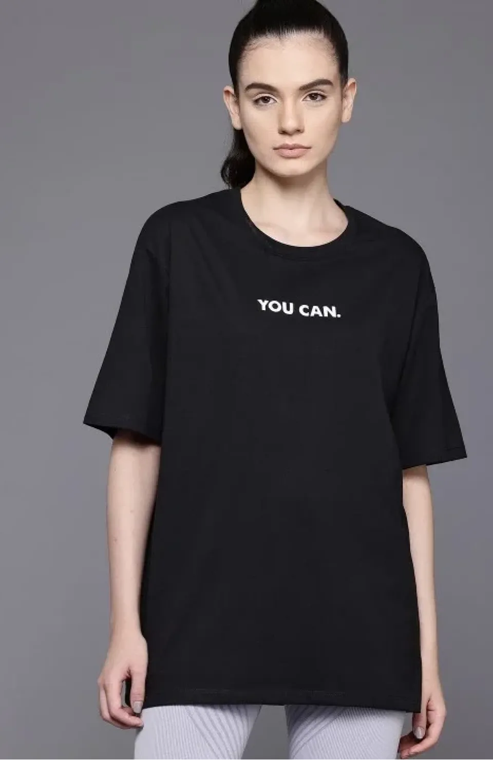 Kadın Baskılı Oversize T-shirt - Siyah