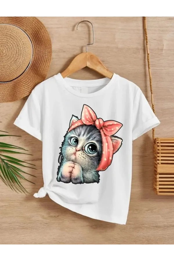 Çocuk Unisex Baskılı T-Shirt - Beyaz