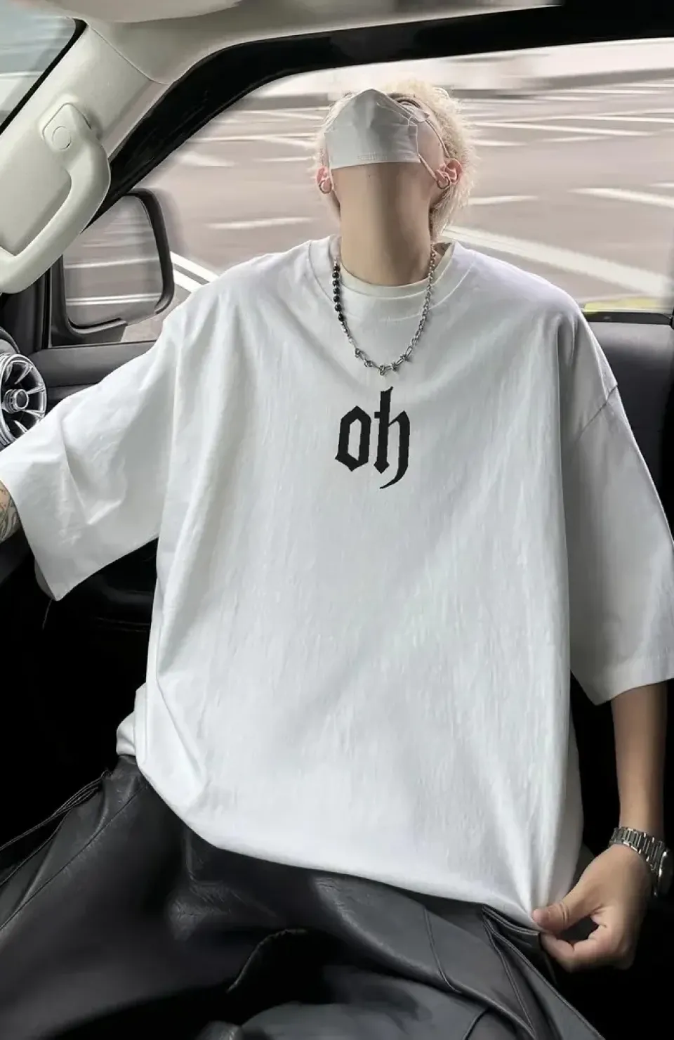 Baskı Erkek Oversive Tişört, Grafik Tişört Erkek Yazlık Outdoor Kıyafetleri, Sporda ve Günlük Giyime Uygun - Beyaz