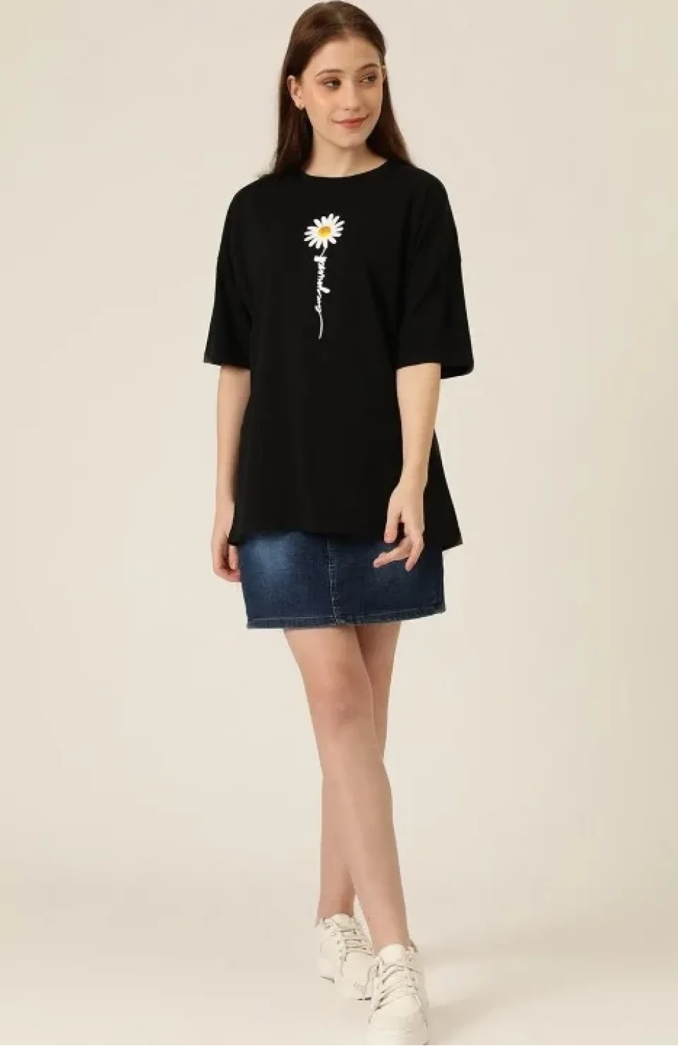 Baskılı Kadın T-shirt - Siyah