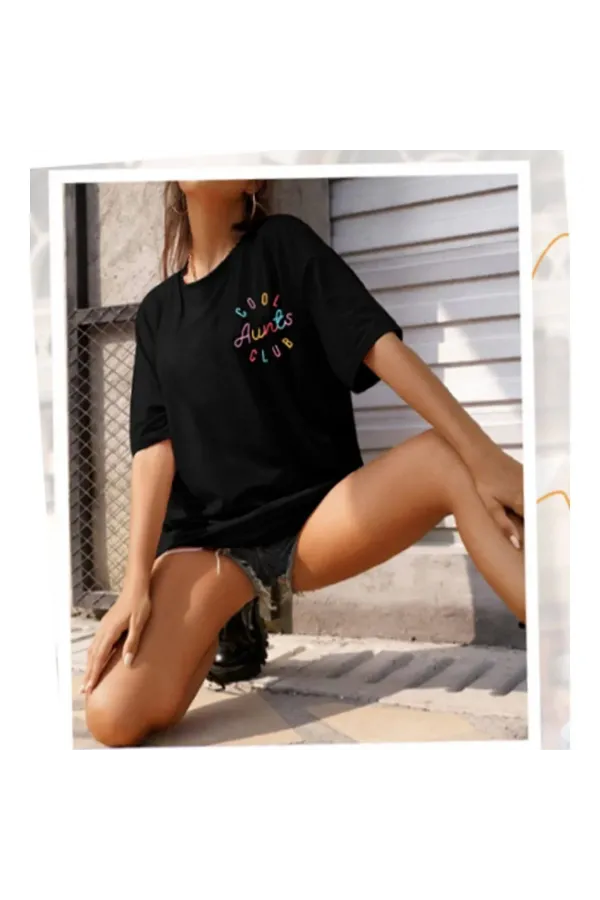 Baskılı Kadın T-shirt - Siyah