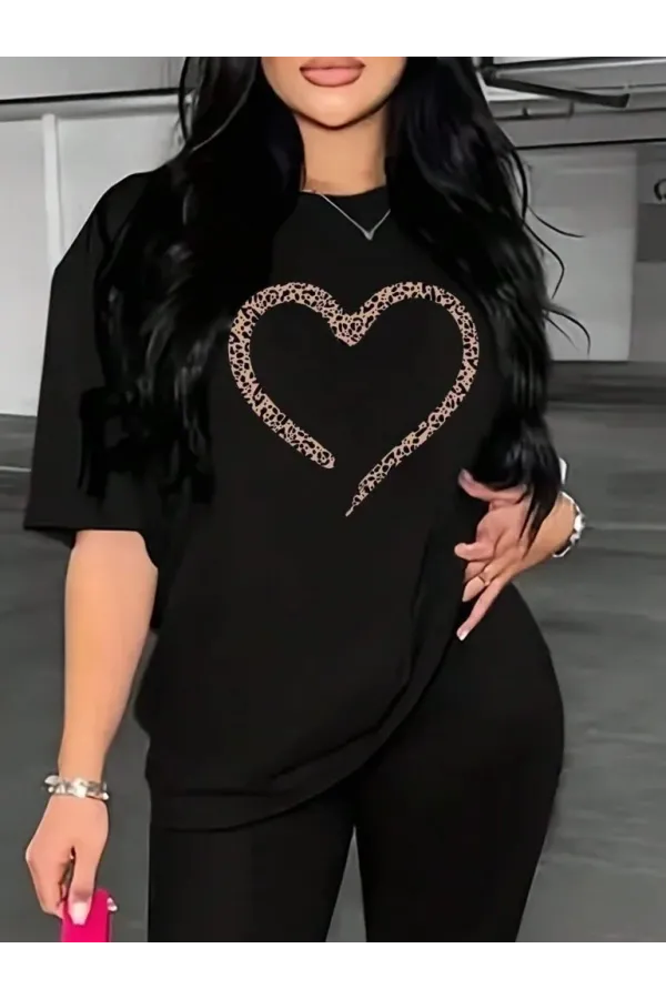 Baskılı Kadın T-shirt - Siyah