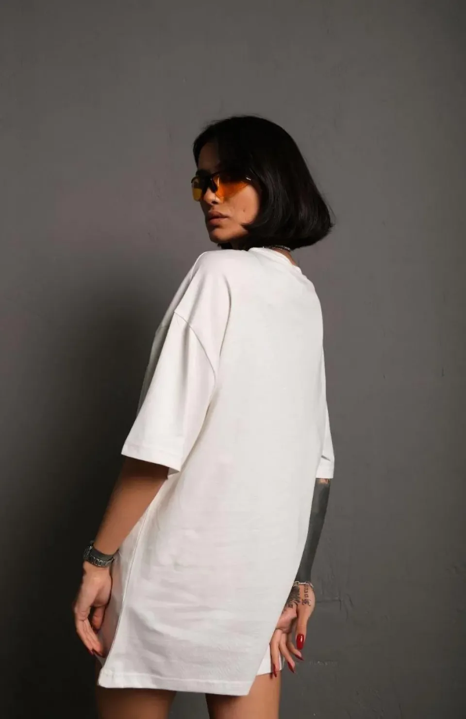 Kadın 24/1 Düz A Kalite Oversize T-shirt - Beyaz