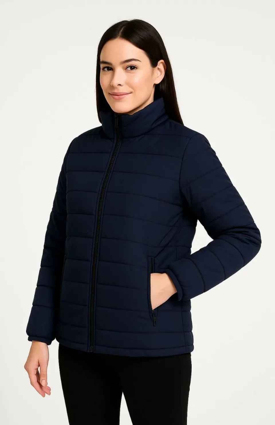 Kadın Bomber Mont Ceket – Su İtici Kumaş, Kapitone Astarlı, Fermuarlı, Kışlık - Lacivert