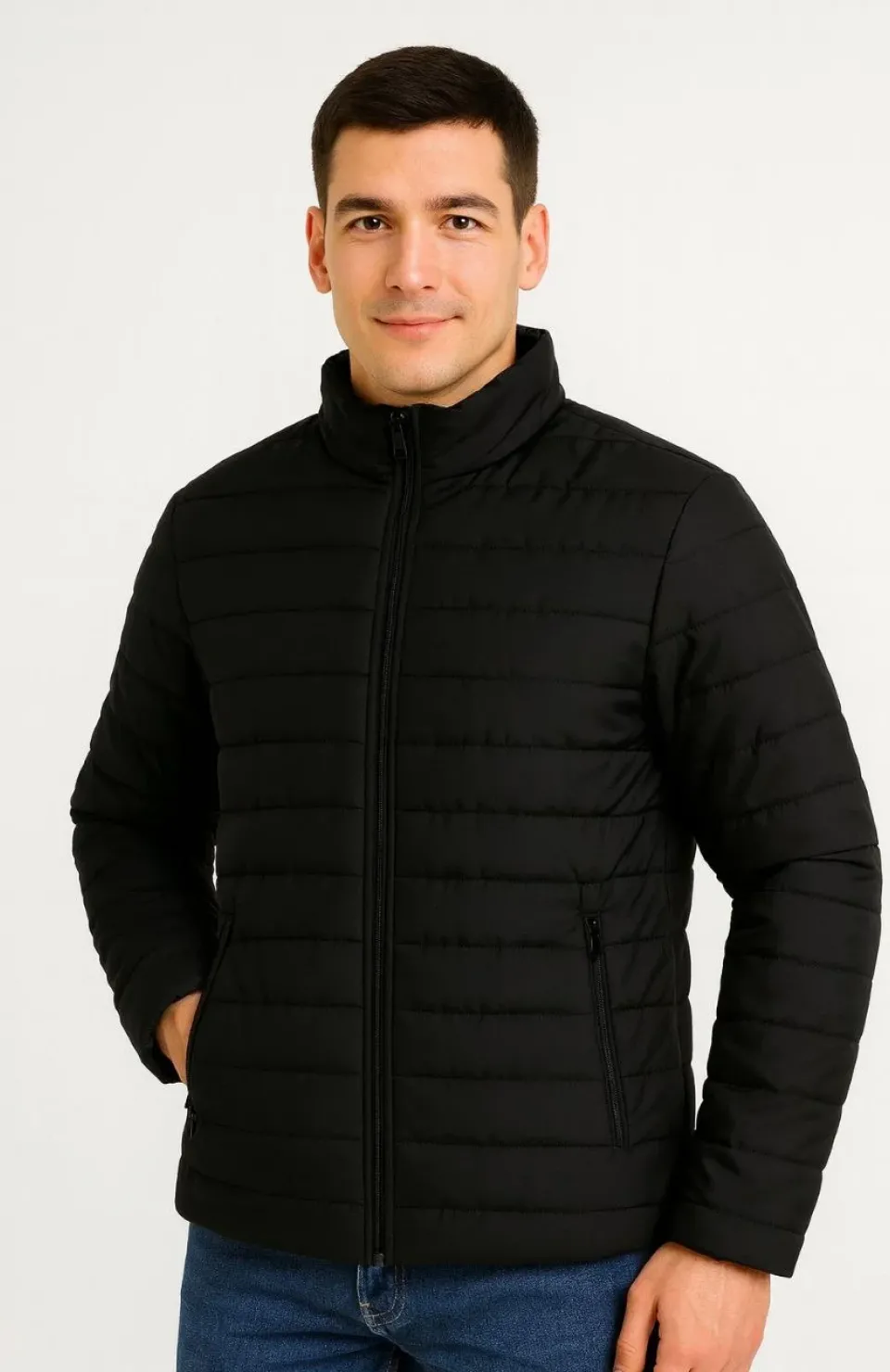 Erkek Bomber Mont Ceket – Su İtici Kumaş, Kapitone Astarlı, Fermuarlı, Kışlık - Siyah