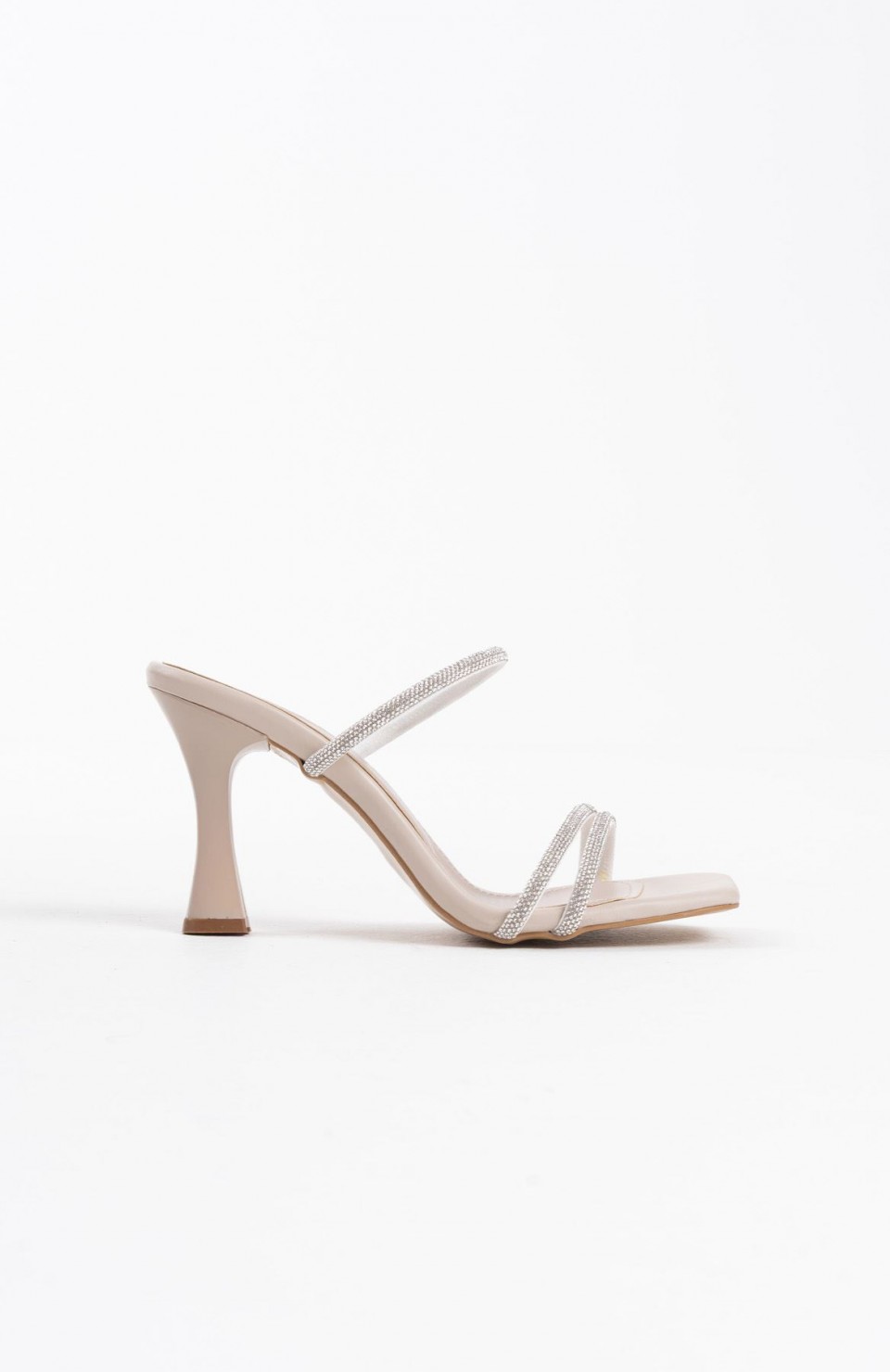 Bej Taşlı İnce Bantlı Kadın Topuklu Terlik TR20MY01C Somersan Giyim | Kadın, Erkek ve Çocuk Moda