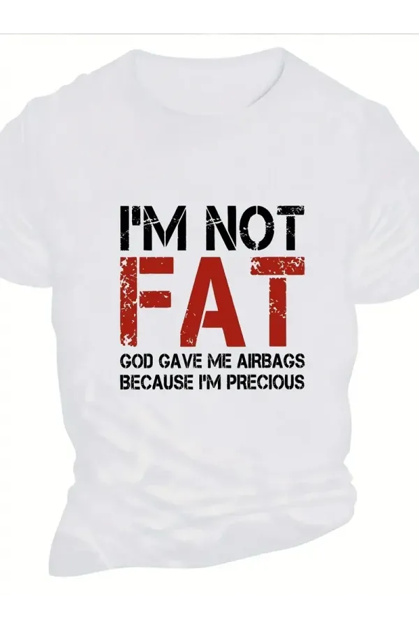 Ben Şişman Değilim Tanrı Bana Hava Yastığı Verdi Çünkü Ben Değerliyim Tişörtü - Beyaz