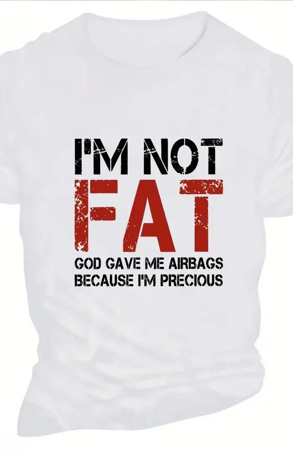 Ben Şişman Değilim Tanrı Bana Hava Yastığı Verdi Çünkü Ben Değerliyim Tişörtü - Beyaz