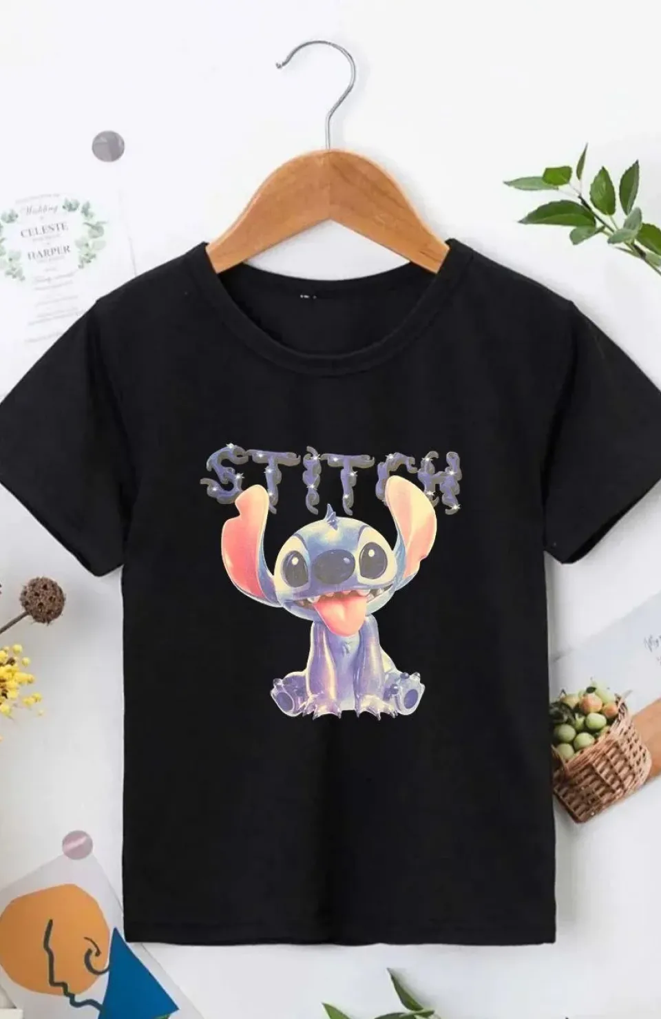 Bisiklet Yaka Kısa Kol Çocuk Baskılı T-Shirt - Siyah