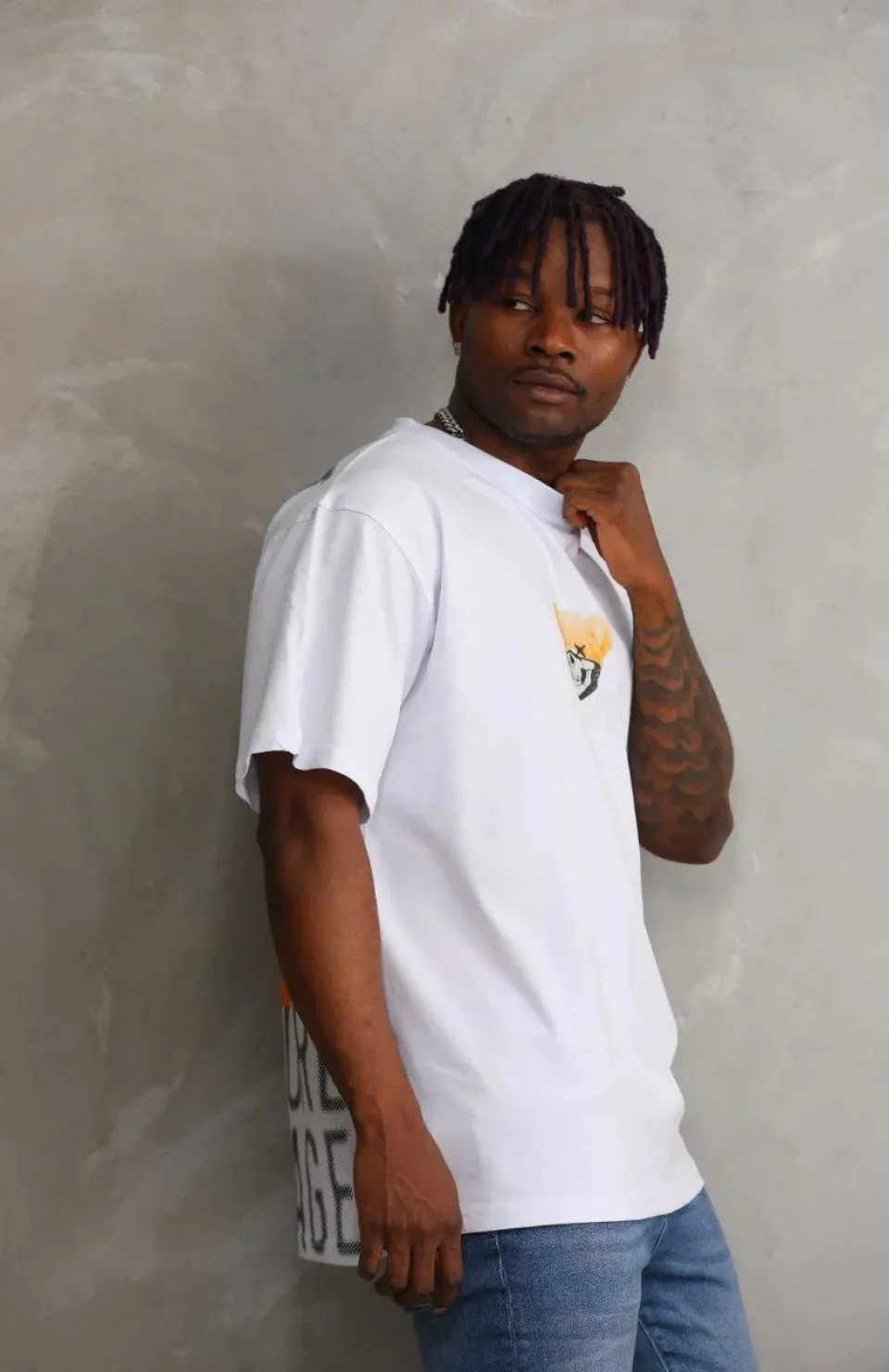 Unisex Baskılı Oversize T-Shirt - Beyaz