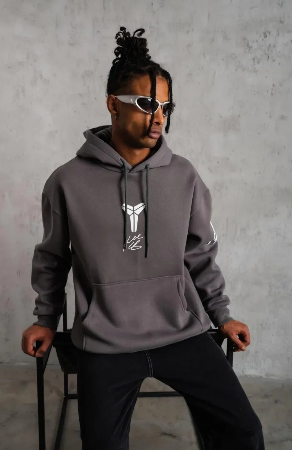 Erkek Baskılı Kapüşonlu Sweat - Gri Somersan Giyim | Kadın, Erkek ve Çocuk Moda