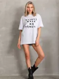 Unisex Baskılı Oversize T-Shirt - Beyaz