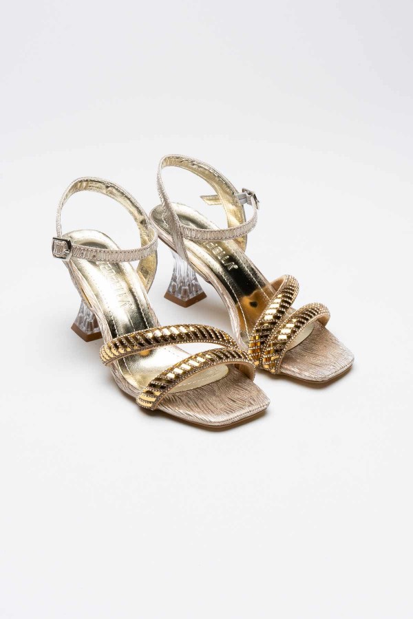 Altın Taşlı Kadın Topuklu Sandalet TR25MY05D
