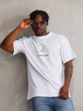 Unisex Baskılı Oversize T-Shirt - Beyaz