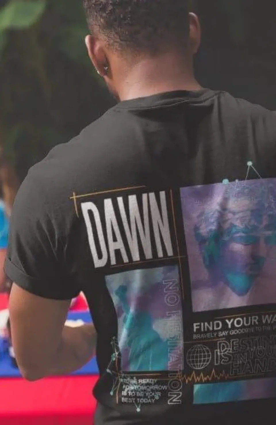 Erkek Bisiklet Yaka Baskılı Oversize T-Shirt - Siyah