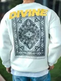 Kışlık Bisiklet Yaka Baskılı SweatShirt - Beyaz