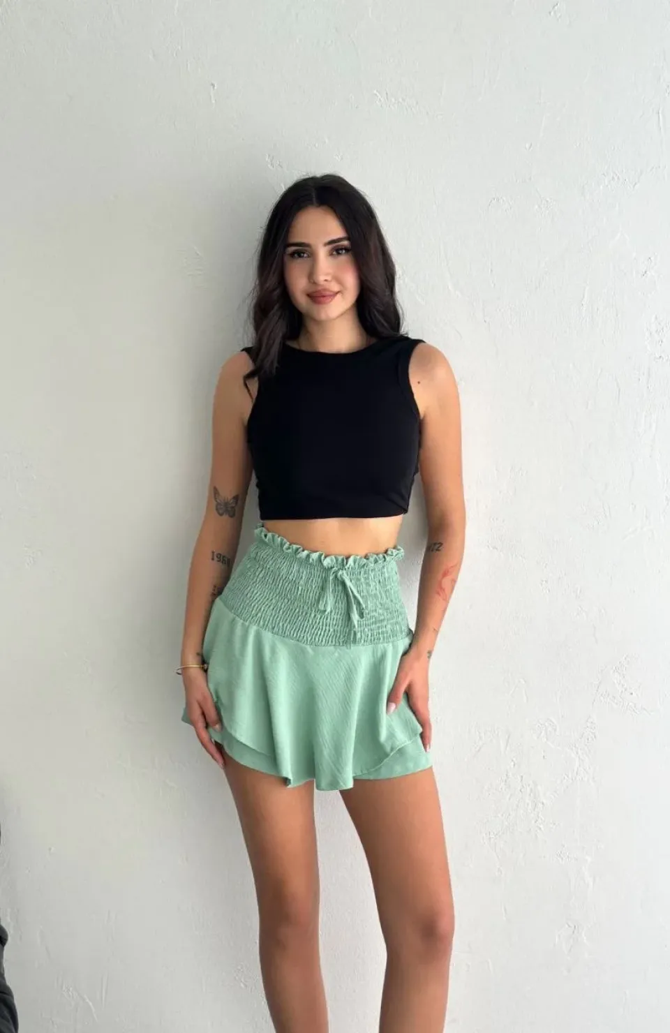 Ayrobin Şortlu Etek - Su Yeşili
