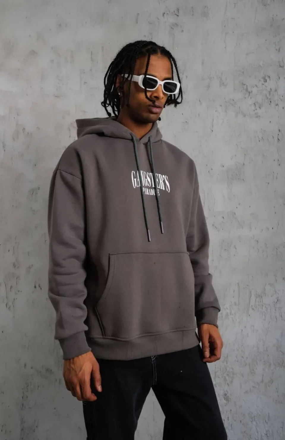 Erkek Paradise Baskılı Kapüşonlu Sweat - Gri Somersan Giyim | Kadın, Erkek ve Çocuk Moda