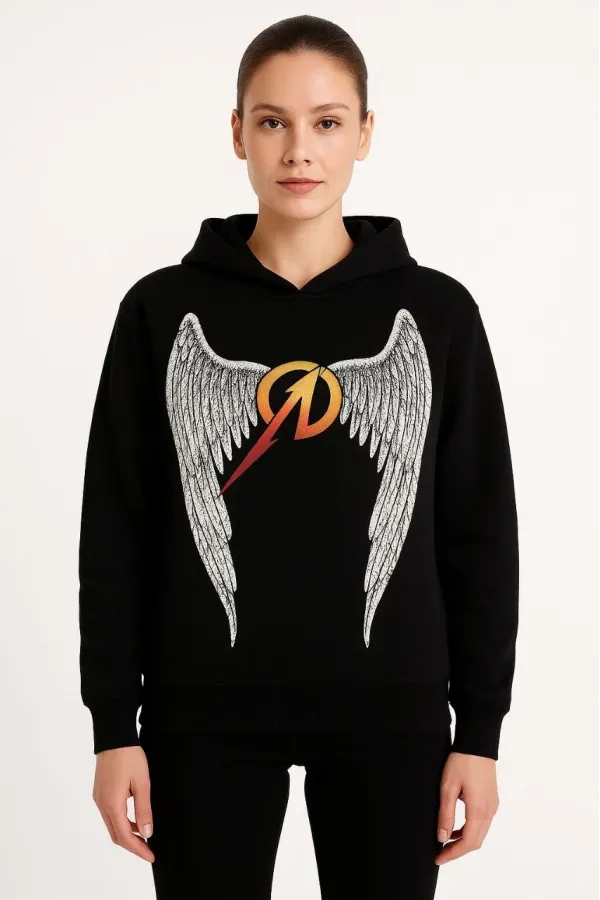 Metallica İki İplik Kapüşonlu Ön ve Arka Baskılı hoodie - Siyah