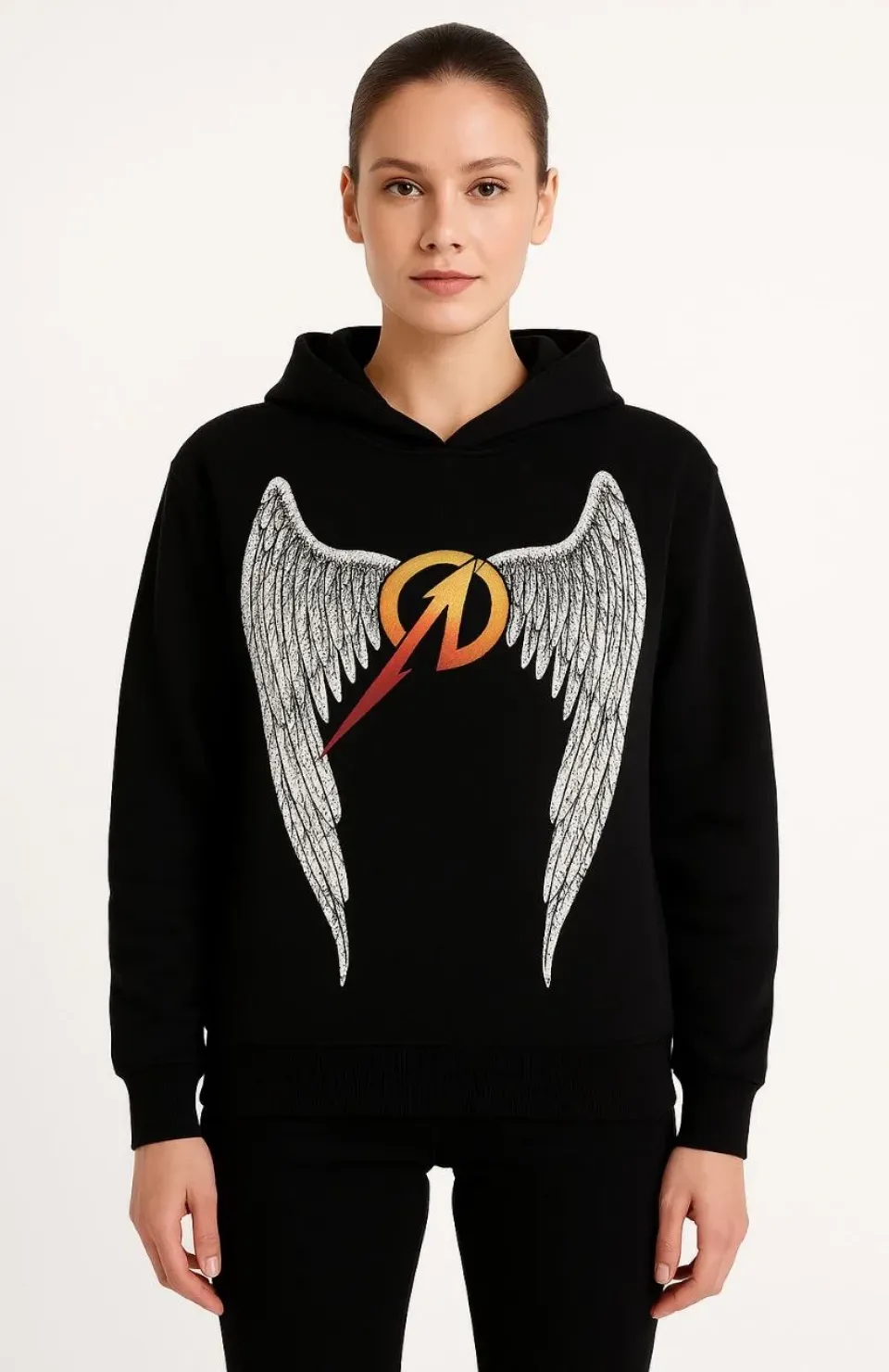 Metallica İki İplik Kapüşonlu Ön ve Arka Baskılı hoodie - Siyah