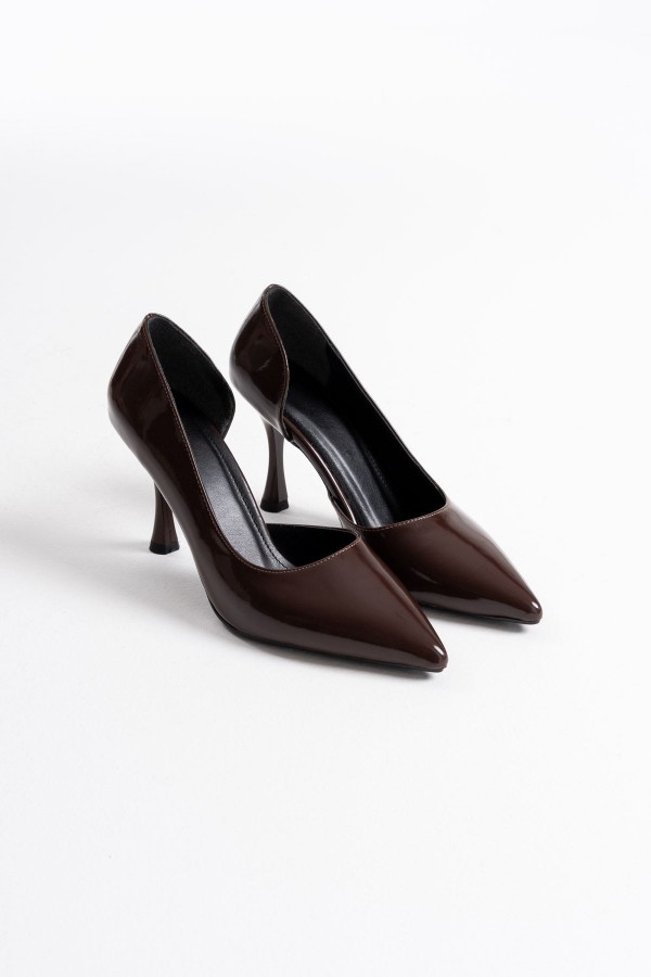 Kadın Acı Kahve Rugan Topuklu Ayakkabı TR08MS45M