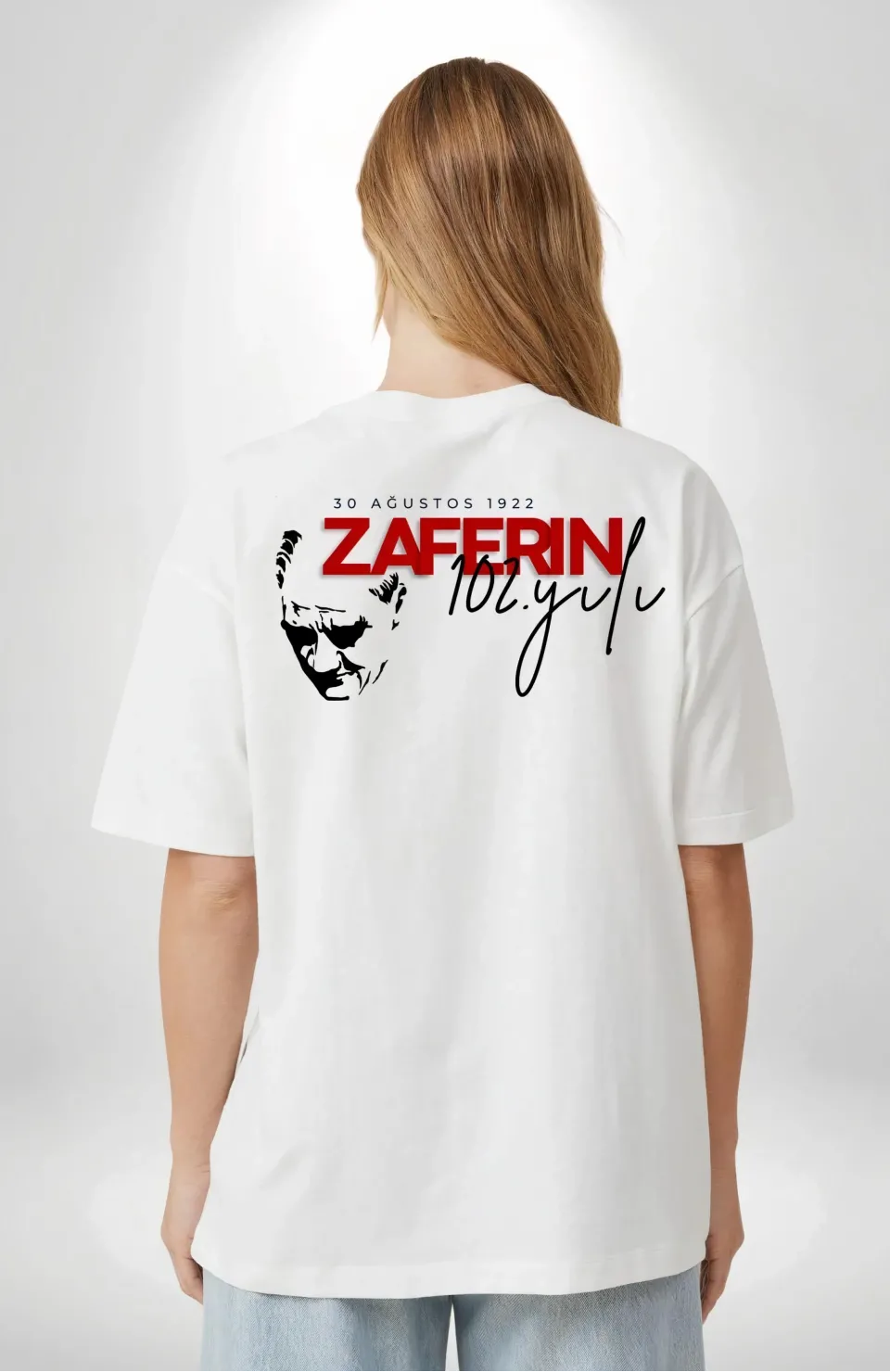 30 Ağustos Unisex Baskılı T-shirt - Beyaz