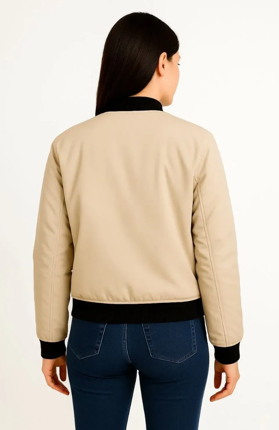 Kadın Bomber Mont Ceket – Fermuarlı, Kapitone İçi Astarlı, Su İtici Kumaş, Regular Fit, Yandan Cepli, Günlük Bahar & Kış Şık Rahat Stil - bej