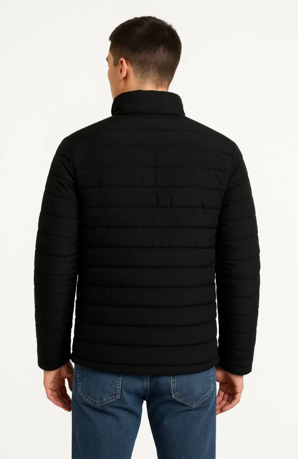 Erkek Bomber Mont Ceket – Su İtici Kumaş, Kapitone Astarlı, Fermuarlı, Kışlık - Siyah