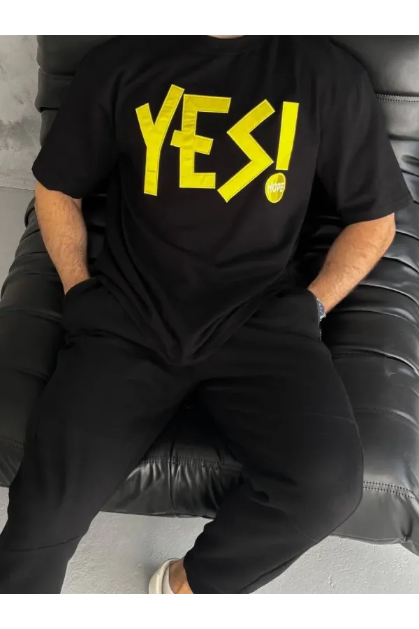 Unisex Nakış İşlemeli T-Shirt - Siyah