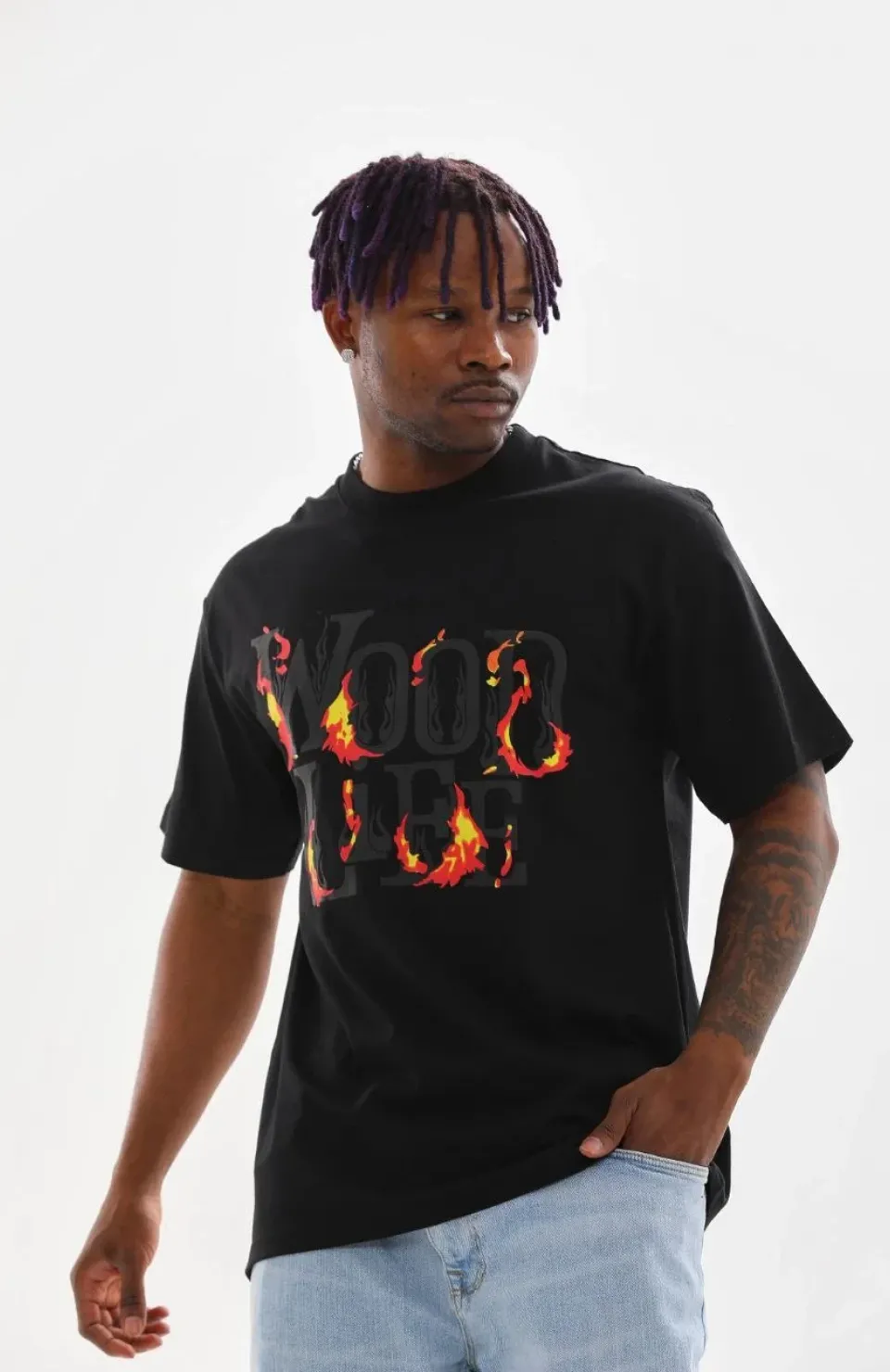 Unisex Baskılı Oversize T-Shirt - Siyah