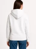 Kadın Üç İplik Kapüşonlu Kanguru Çepli SweatShirt hoodie - Beyaz