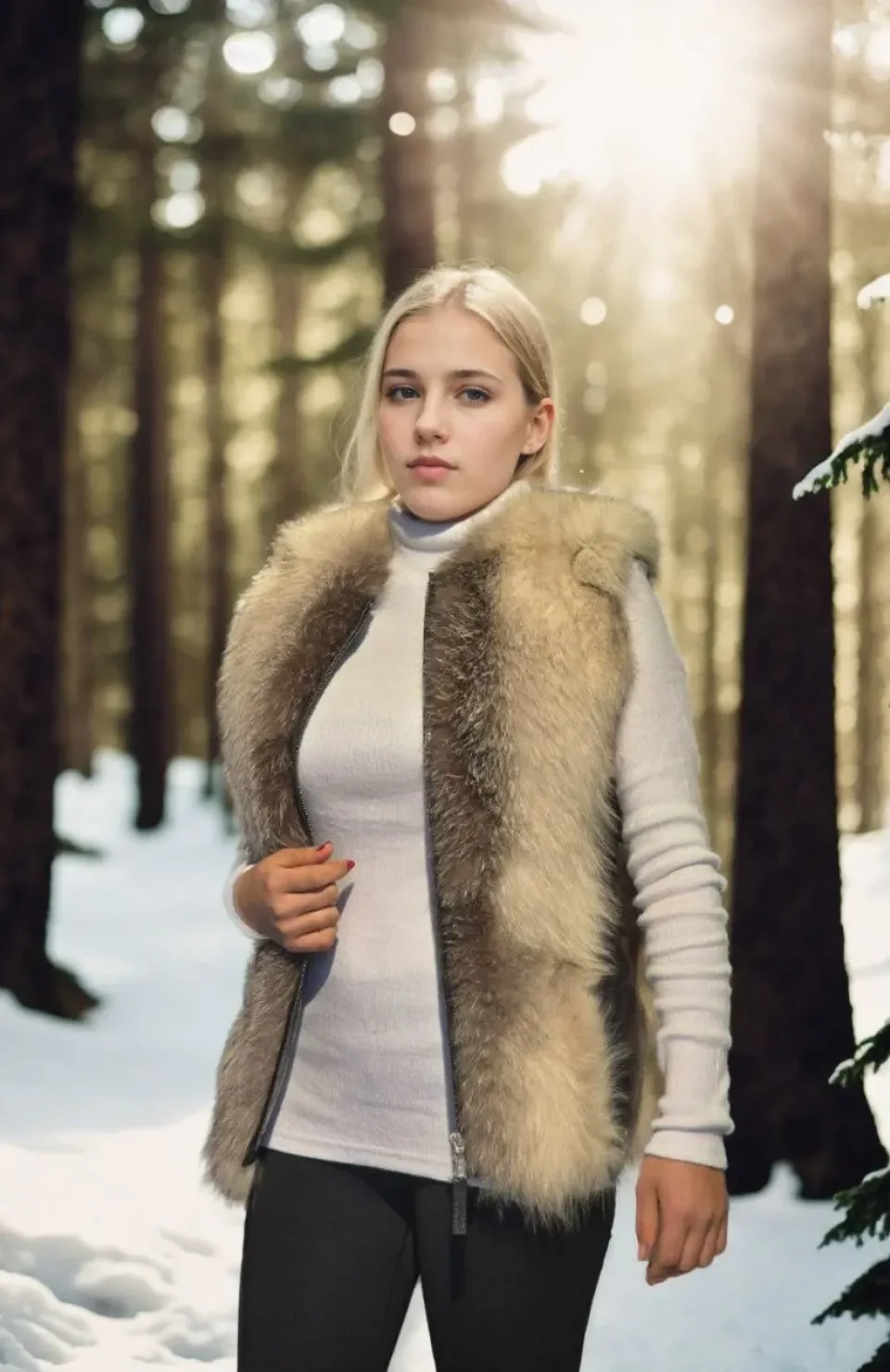 Kadın Kolsuz Hakiki Yelek - Fuşya