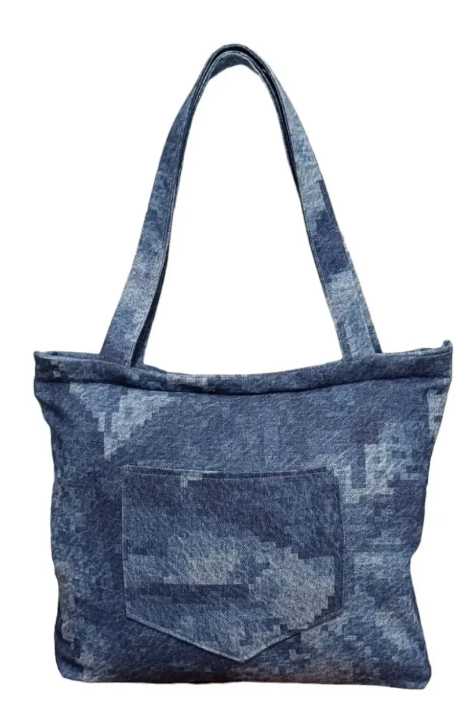 Blujin Desenli Piknik ve Deniz Cepli Fermuarlı Çanta - Mavi