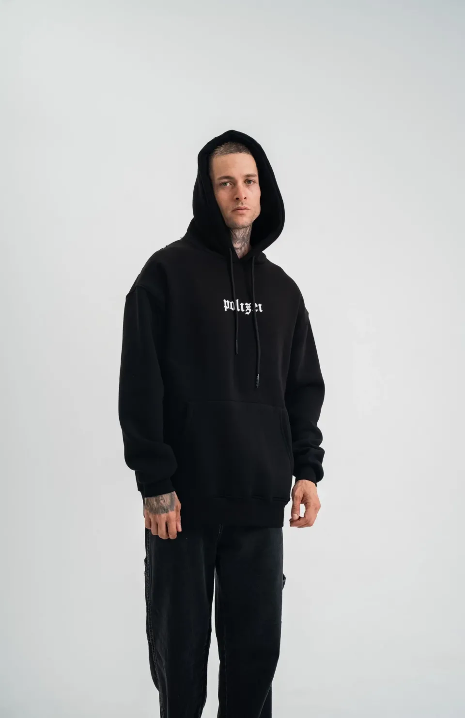 Kapşonlu Double Oversize Dijital Patchli SweatShirt - Siyah