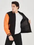 Erkek İçten Elyaf ve Astarlı Kolları Suni Deri Ceket - Turuncu