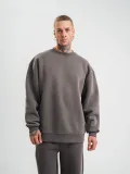 Uzun Kol Bisiklet Yaka Basic SweatShirt - Füme
