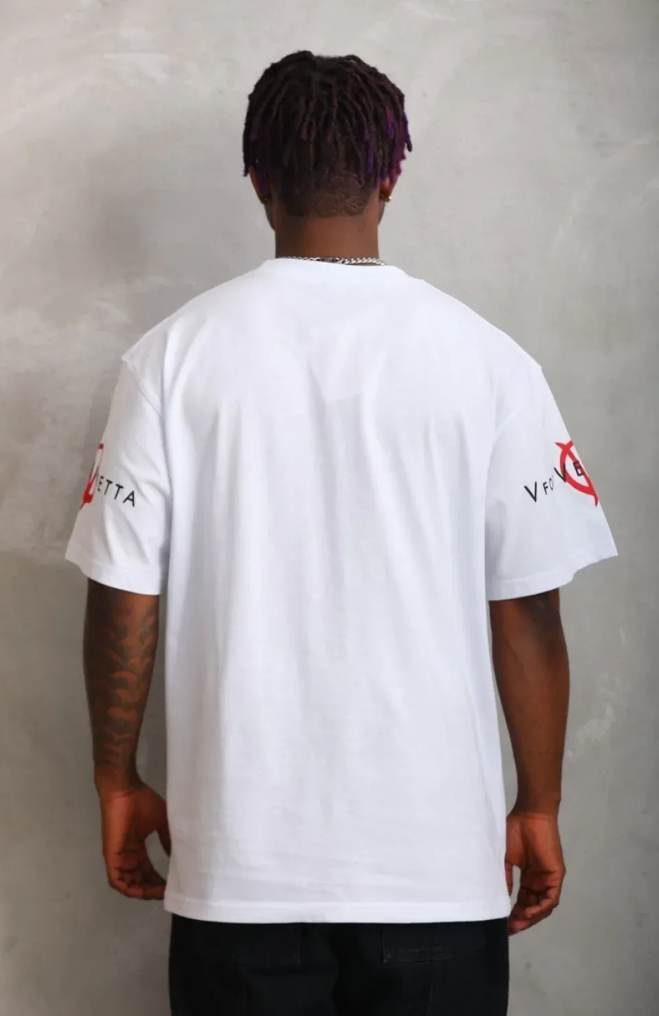 Unisex Oversize Baskılı Bisiklet Yaka T-Shirt - Beyaz