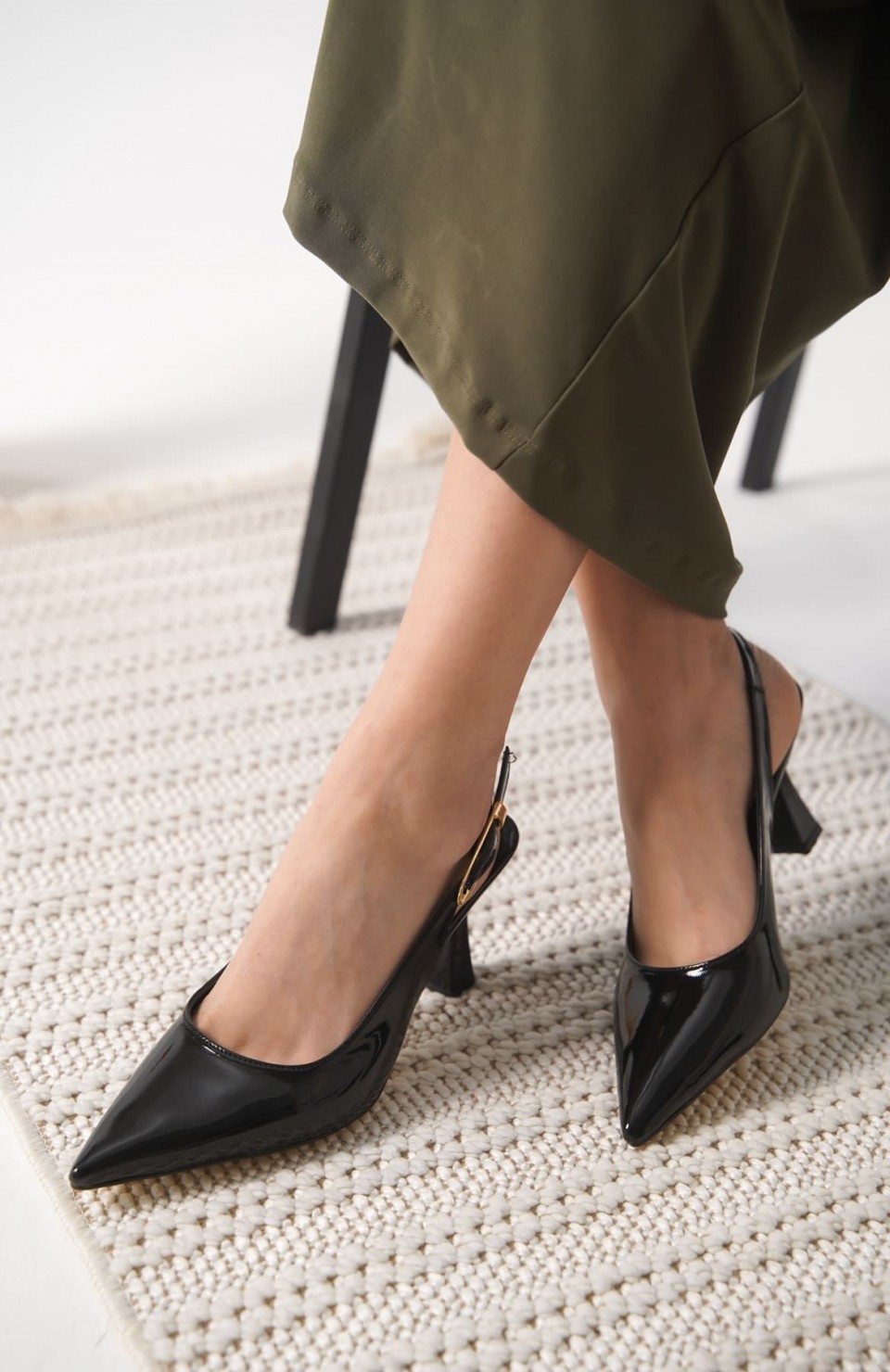 Kadın Siyah Rugan Topuklu Ayakkabı TR20MS01A Somersan Giyim | Kadın, Erkek ve Çocuk Moda