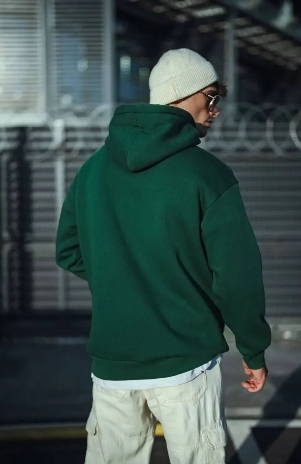 Üç İplik Penye Kapşonlu Basic SweatShirt - Haki